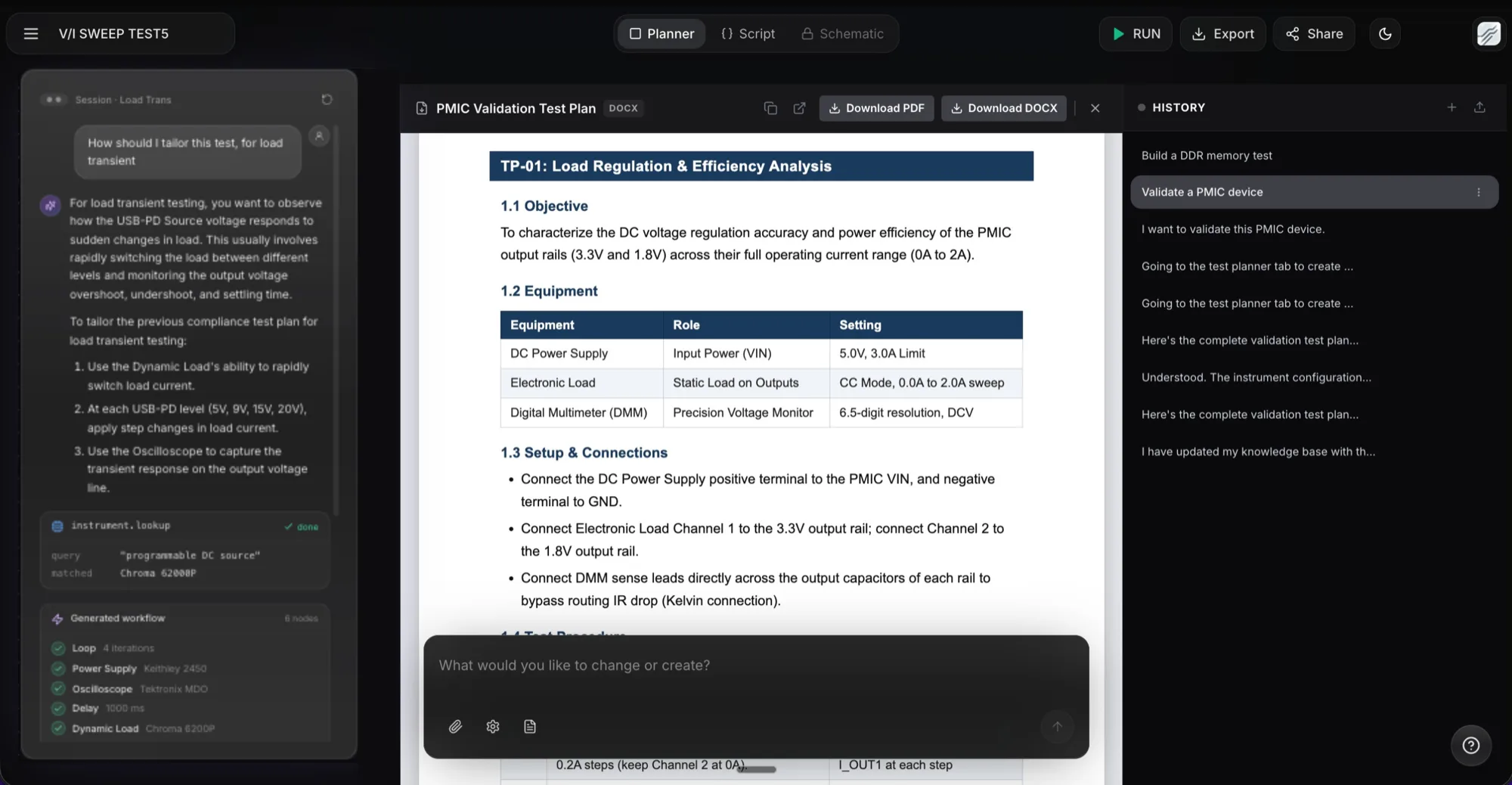 TestFlow AI Test Planner generating structured test plans